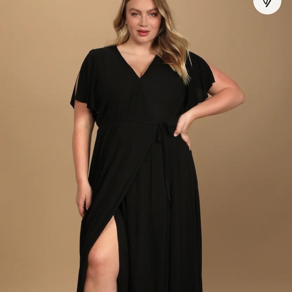 Lulus Heart Of Marigold Black Maxi Wrap Dress NWOT